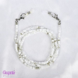 Elegantix Glasses Chain for Women with Colourful Beads, White