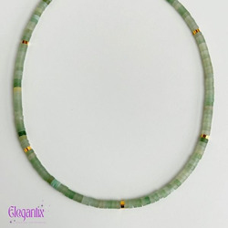Elegantix Beaded Necklace for Women with Natural Stone, Green Dongling