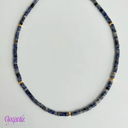 Elegantix Beaded Necklace for Women with Natural Stone, Blue Agate