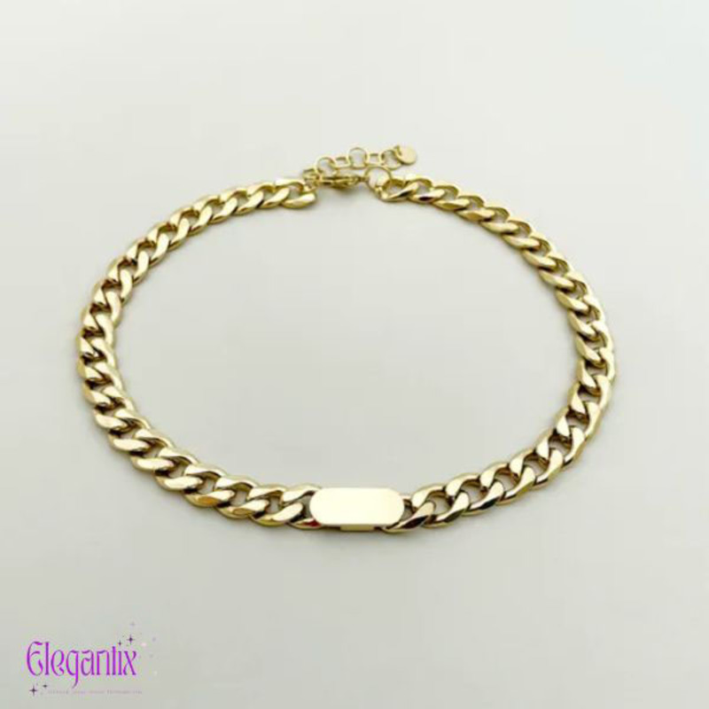 Elegantix Thick Chain Unisex Bracelet, Gold