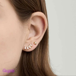 Elegantix Silver Plated Half Moon Earring for Women with Zircon Stud, Silver