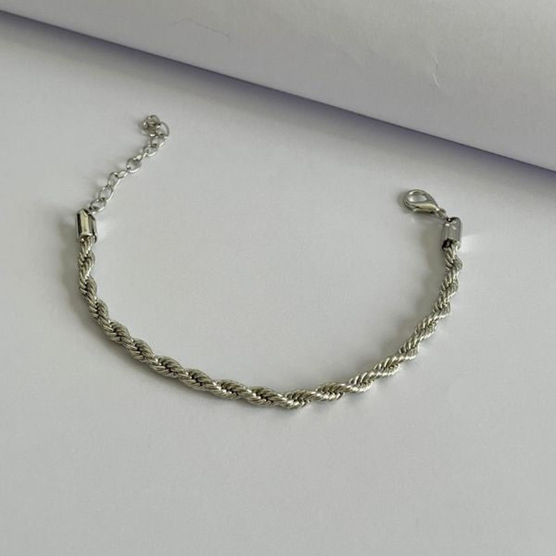 Elegantix Twisted Chain Bracelet for Women, Silver