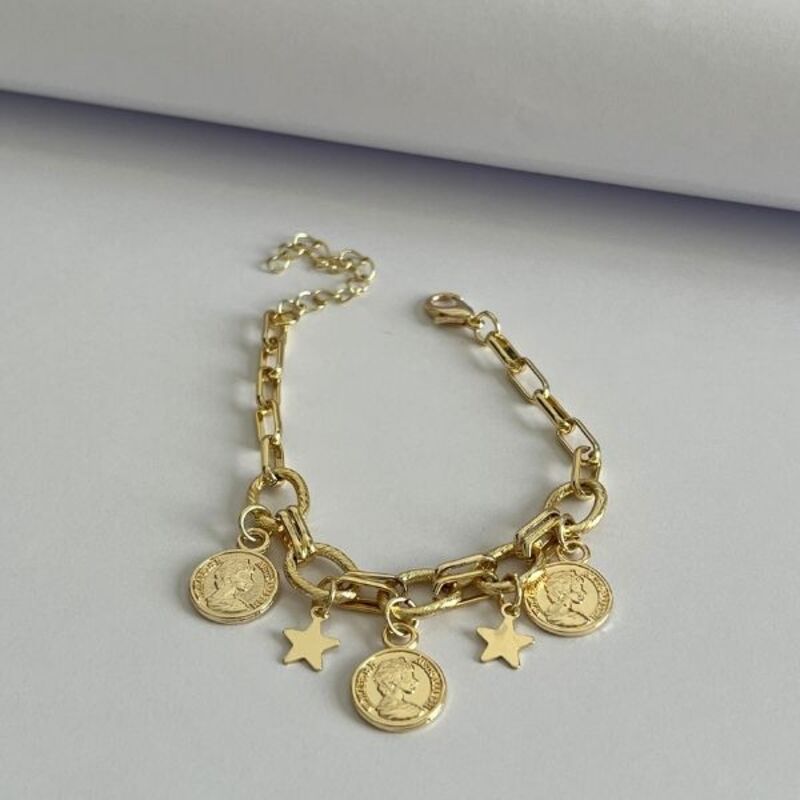 Star and Coin Chain bracelets with charms