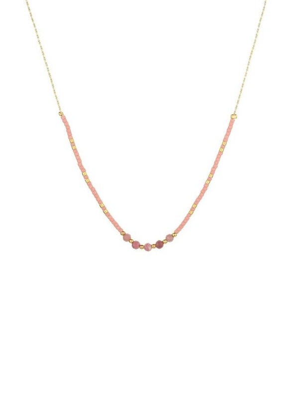 

Elegantix Slim Necklace for Women with Natural Stone, Pink