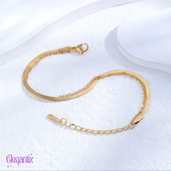 Elegantix Double Chain Slim Bracelet for Women, Gold