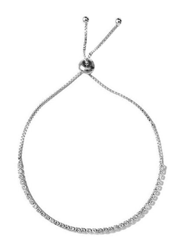Elegantix Adjustable Bracelet for Women with Zircon Stone, Silver