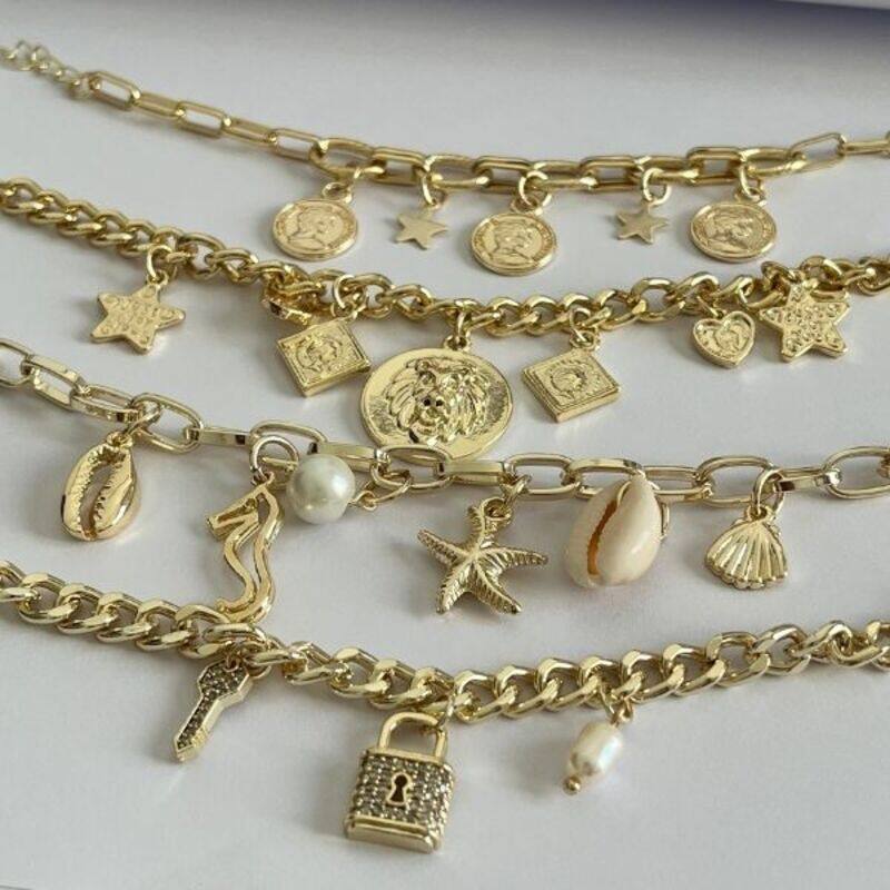 

Elegantix Lock and Key Chain bracelets with charms