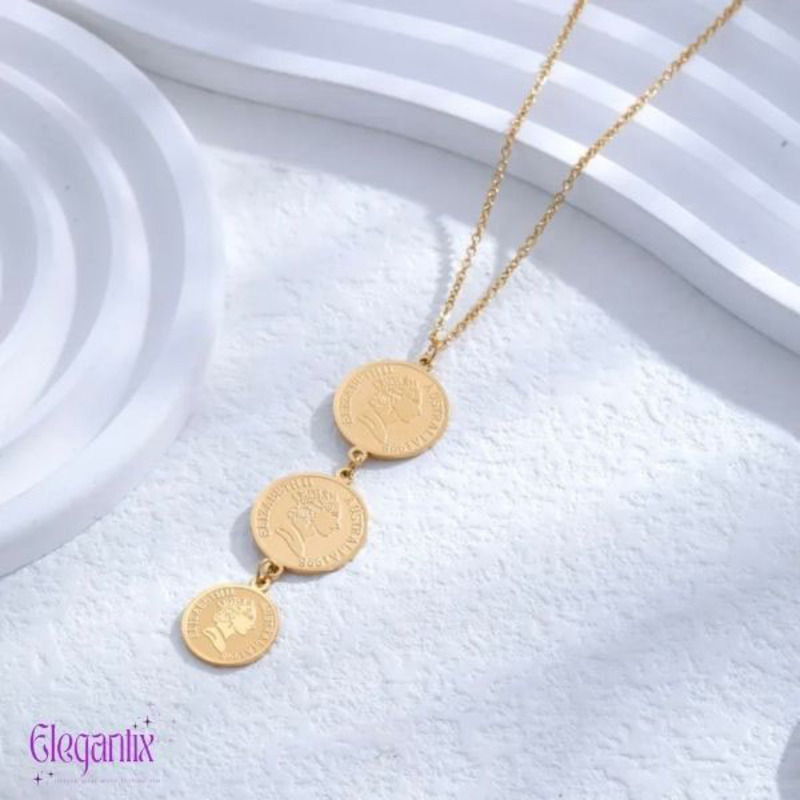 Elegantix Gold Plated Coin Necklace for Women, Gold