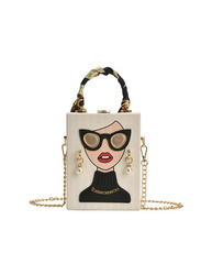 Elegantix Acrylic Cartoon Handbag for Women, White