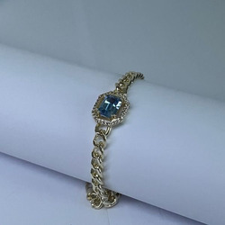 Elegantix Chain and Large Bracelet for Women with Zircon Stone, Light Blue
