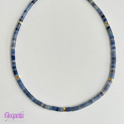 Elegantix Beaded Necklace for Women with Natural Stone, Ink Blue Emperor Turquoise