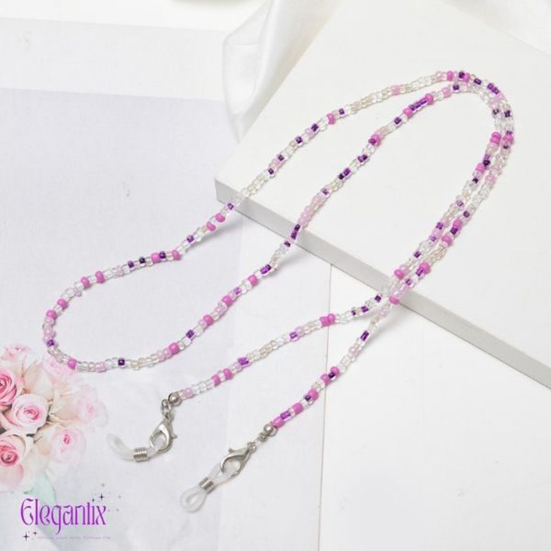 Elegantix Glasses Chain for Women with Colourful Beads, Pink