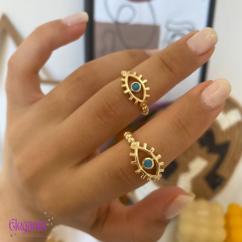 Elegantix Eye Cuff Ring for Women, Gold