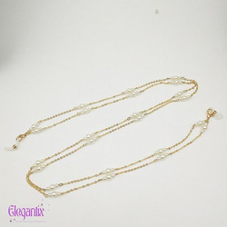Elegantix Glasses Chain for Women with Pearl, Gold