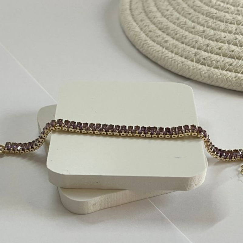 Elegantix Bracelet for Women with Cubic Zircon, Purple