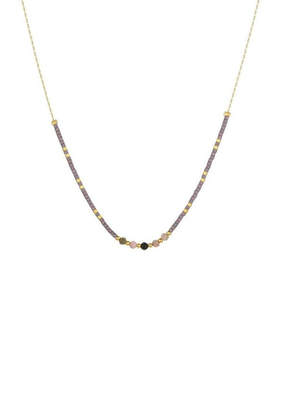 Elegantix Slim Necklace for Women with Natural Stone, Purple