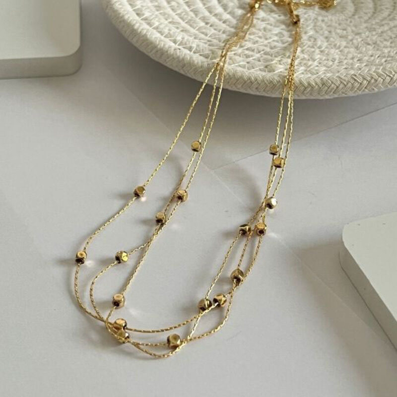 

Elegantix 3-In-1 Necklace for Women with Beads, Gold