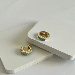 Small hoops with blue enamel