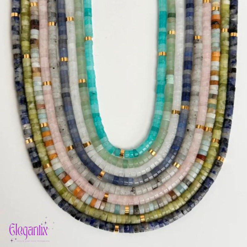 Elegantix Beaded Necklace for Women with Natural Stone, Blue Turquoise
