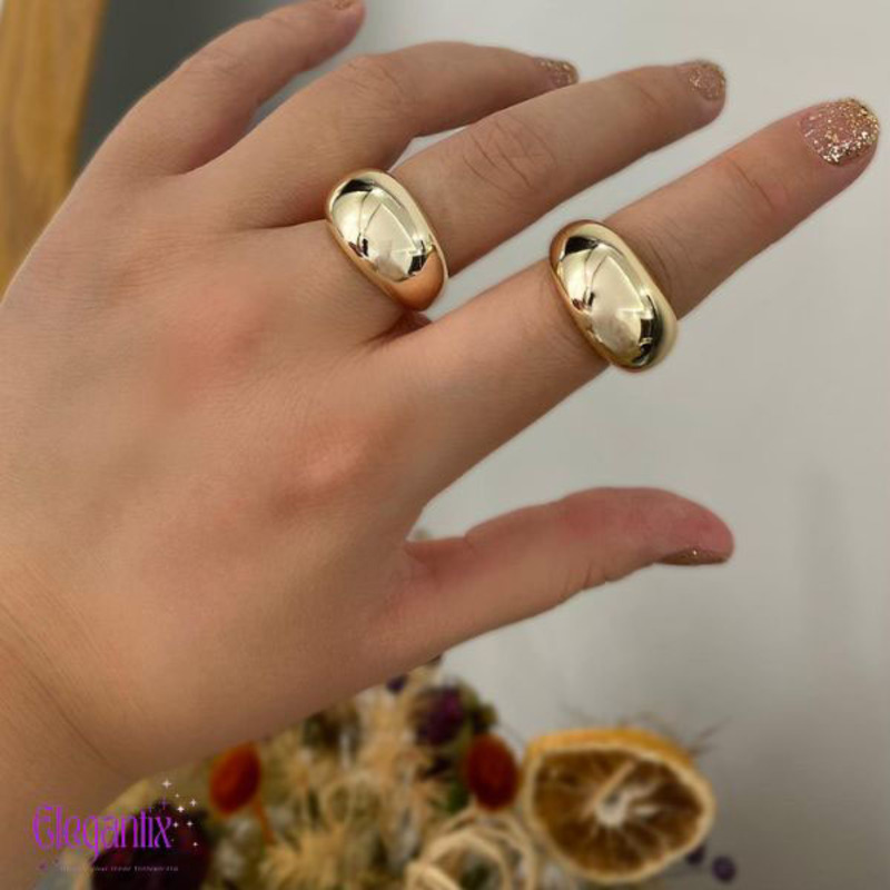 Elegantix Puffy Ring for Women, Gold