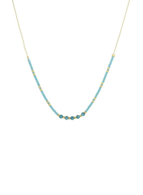 Elegantix Slim Necklace for Women with Natural Stone, Sky Blue