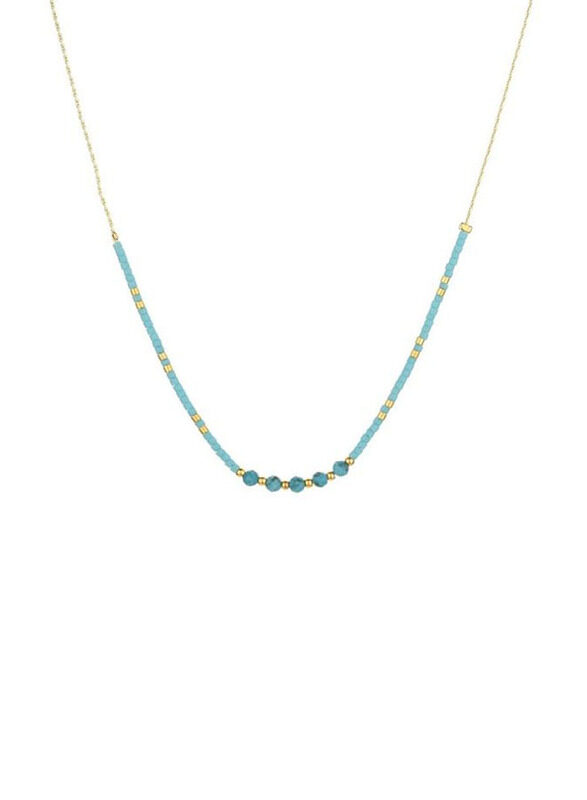 

Elegantix Slim Necklace for Women with Natural Stone, Sky Blue