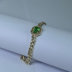 Elegantix Chain and Large Bracelet for Women with Zircon Stone, Green