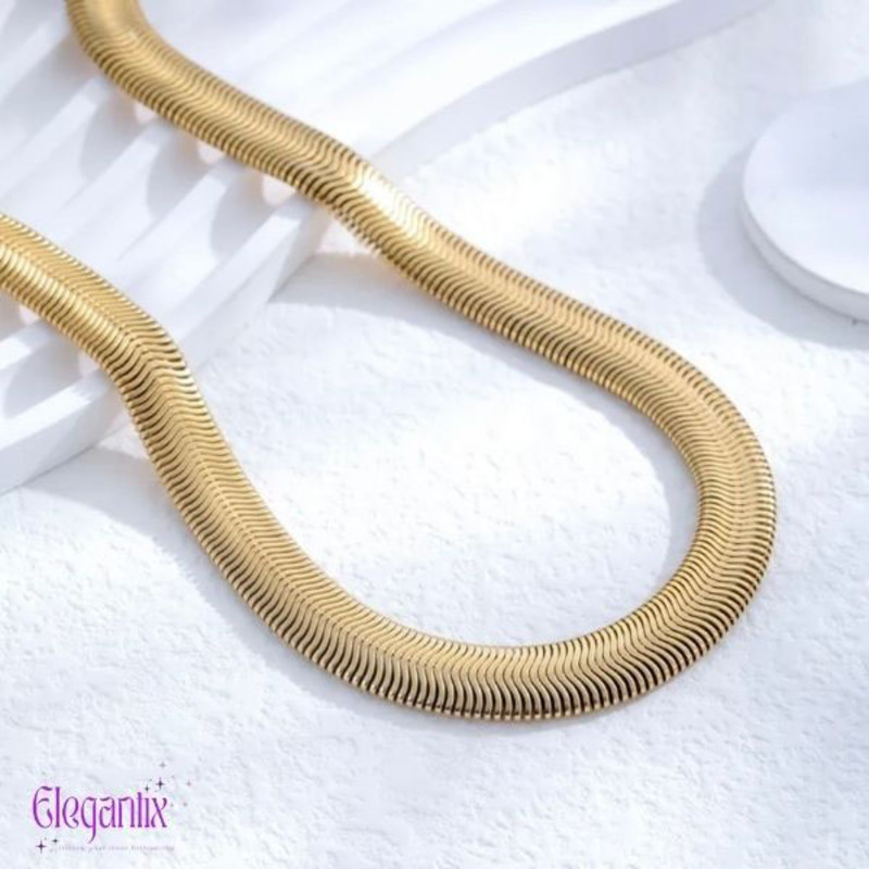 Elegantix Thick Snake Scale Necklace for Women, Gold