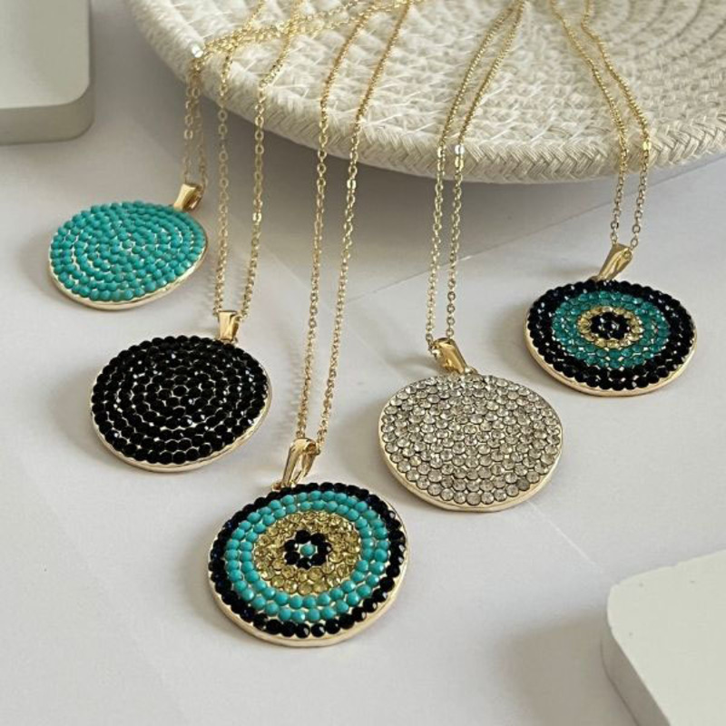 Elegantix Circle Design Necklace for Women with Pendant, Multicolour