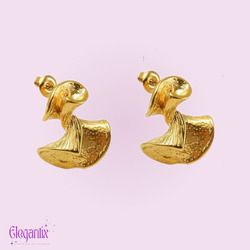 Elegantix Gold Plated Earrings for Women with Twisted Retro Glam Stud, Gold