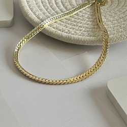 Elegantix Flat Chain Necklace for Women, Gold