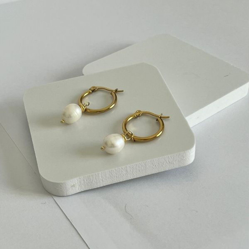 Elegantix Gold Plated Earrings for Women with Pearl Drop, Pearls
