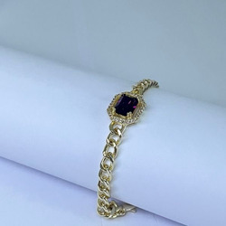 Elegantix Chain and Large Bracelet for Women with Zircon Stone, Purple Zircon