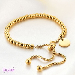 Elegantix Adjustable Balls Bracelet for Women, Gold