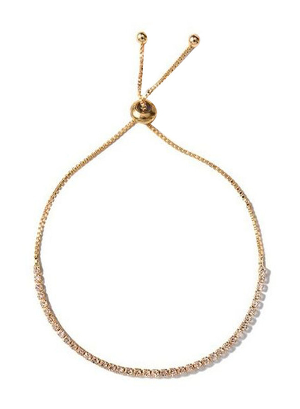 Elegantix Adjustable Bracelet for Women with Zircon Stone, Gold