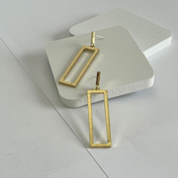 Elegantix Gold Plated Earrings for Women with Rectangle Shaped Stud, Gold