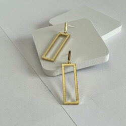 Elegantix Gold Plated Earrings for Women with Rectangle Shaped Stud, Gold