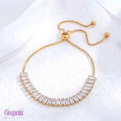 Elegantix Vintage Style Bracelet for Women with Zircon Stone, White