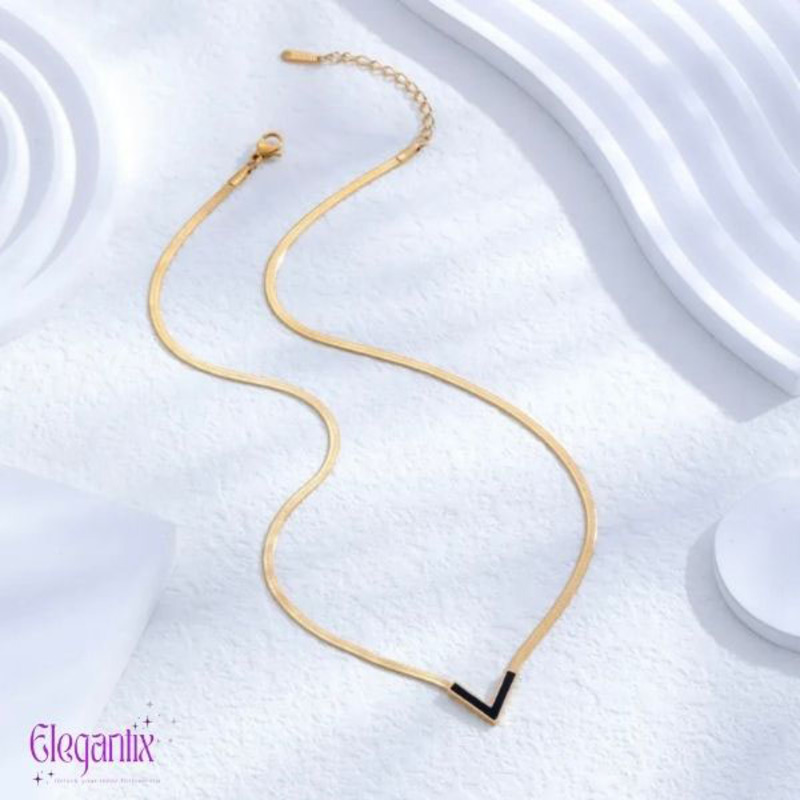 Elegantix V Shaped Necklace for Women, Black