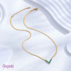Elegantix V Shaped Necklace for Women, Green