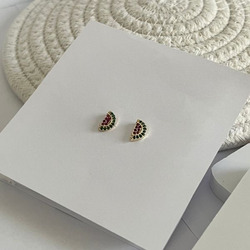 Elegantix Gold Plated Earrings for Women with Zircon Stone with Watermelon Stud, Purple/Blue
