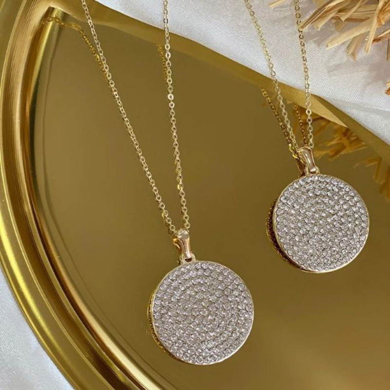 Elegantix Circle Design Necklace for Women with Pendant, White