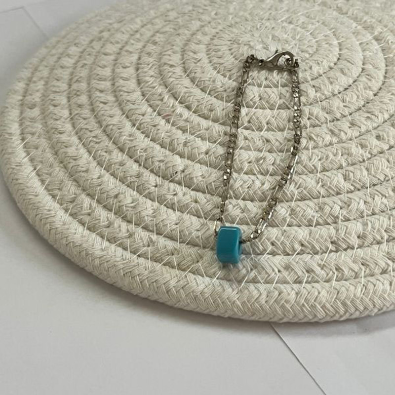 Elegantix Chain Bracelet for Women with Turquoise Stone, Silver