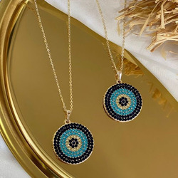 Elegantix Circle Design Necklace for Women with Pendant, Multicolour