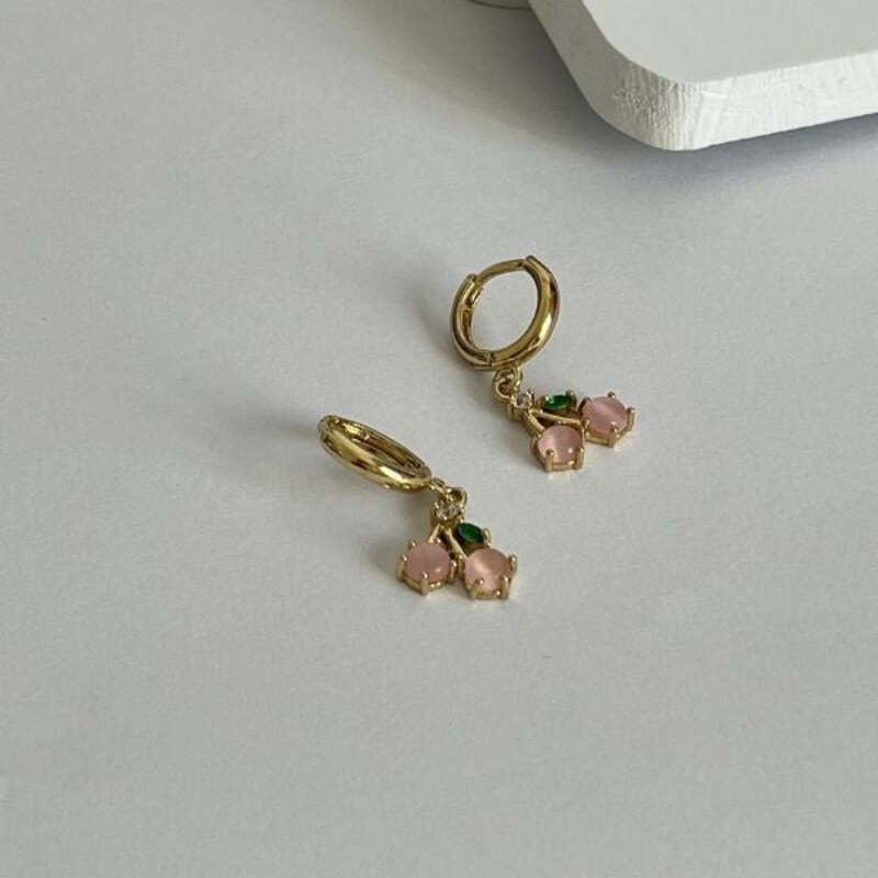 Pink cherries earrings