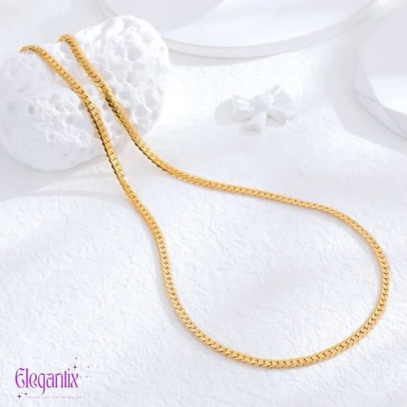 Elegantix Snake Scale Slim Necklace for Women, Gold