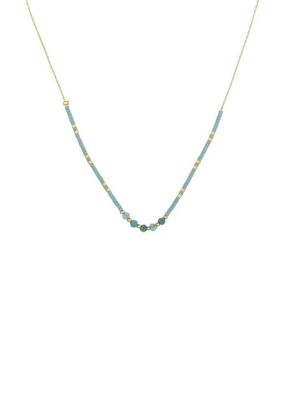 Elegantix Slim Necklace for Women with Natural Stone, Light Blue