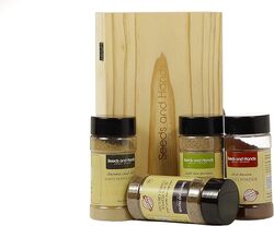 Seeds & Hands Spices Powder Eco-Friendly Gift Box Cardamom Seed Powder 65g, Cloves Powder 60g, Black Pepper Coarse Ground 75g, White Pepper Powder 60g