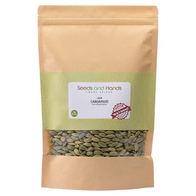 

Seeds and Hands Wayanad Big Size 8mm Green Cardamom/Elaichi Whole No Artificial Colors) 1kg