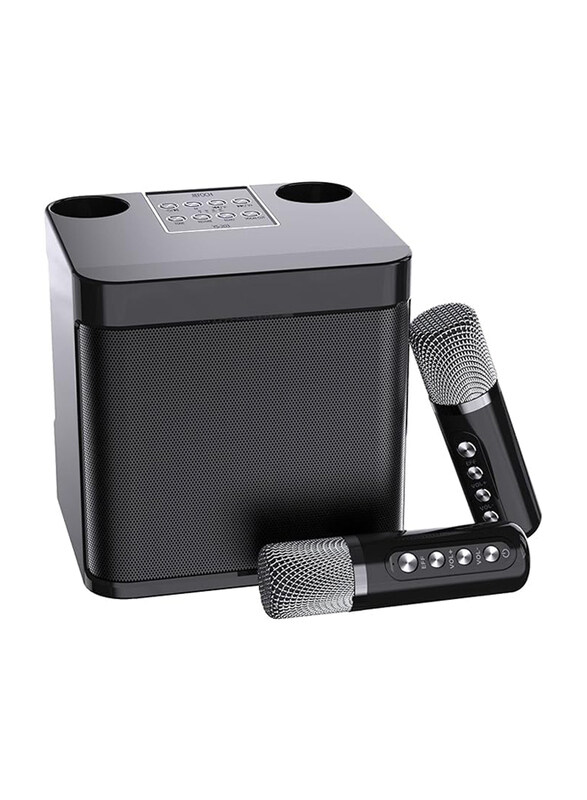 

Generic Portable Bluetooth Karaoke Speaker with 2 Wireless Microphones, Black